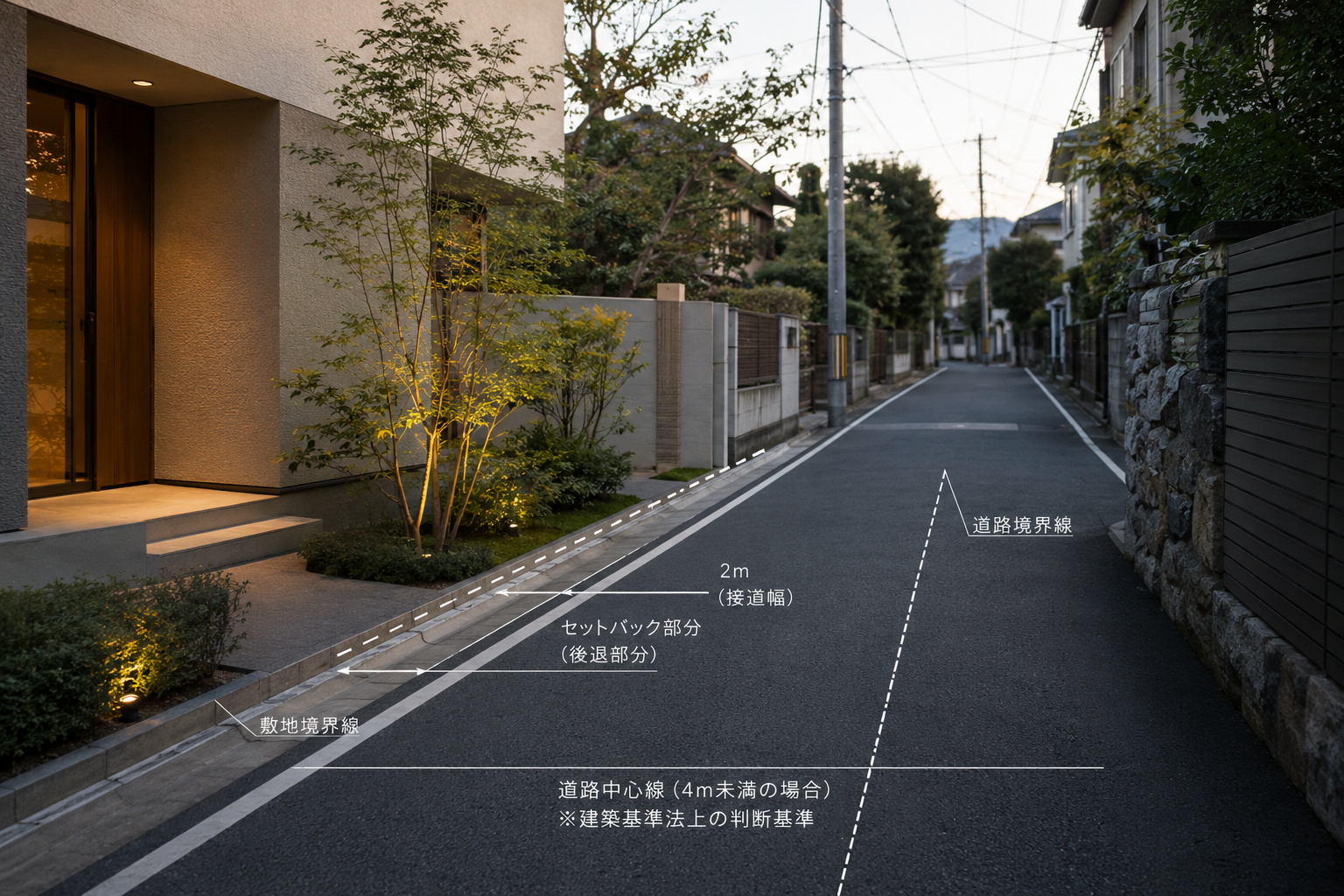 接道義務とセットバック——邸宅を阻む境界線